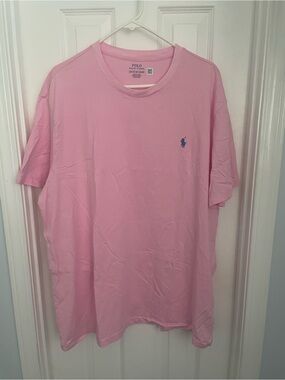 Polo by Ralph Lauren Pink Short Sleeve Crew Tee with Soft Blue Pony 2XB